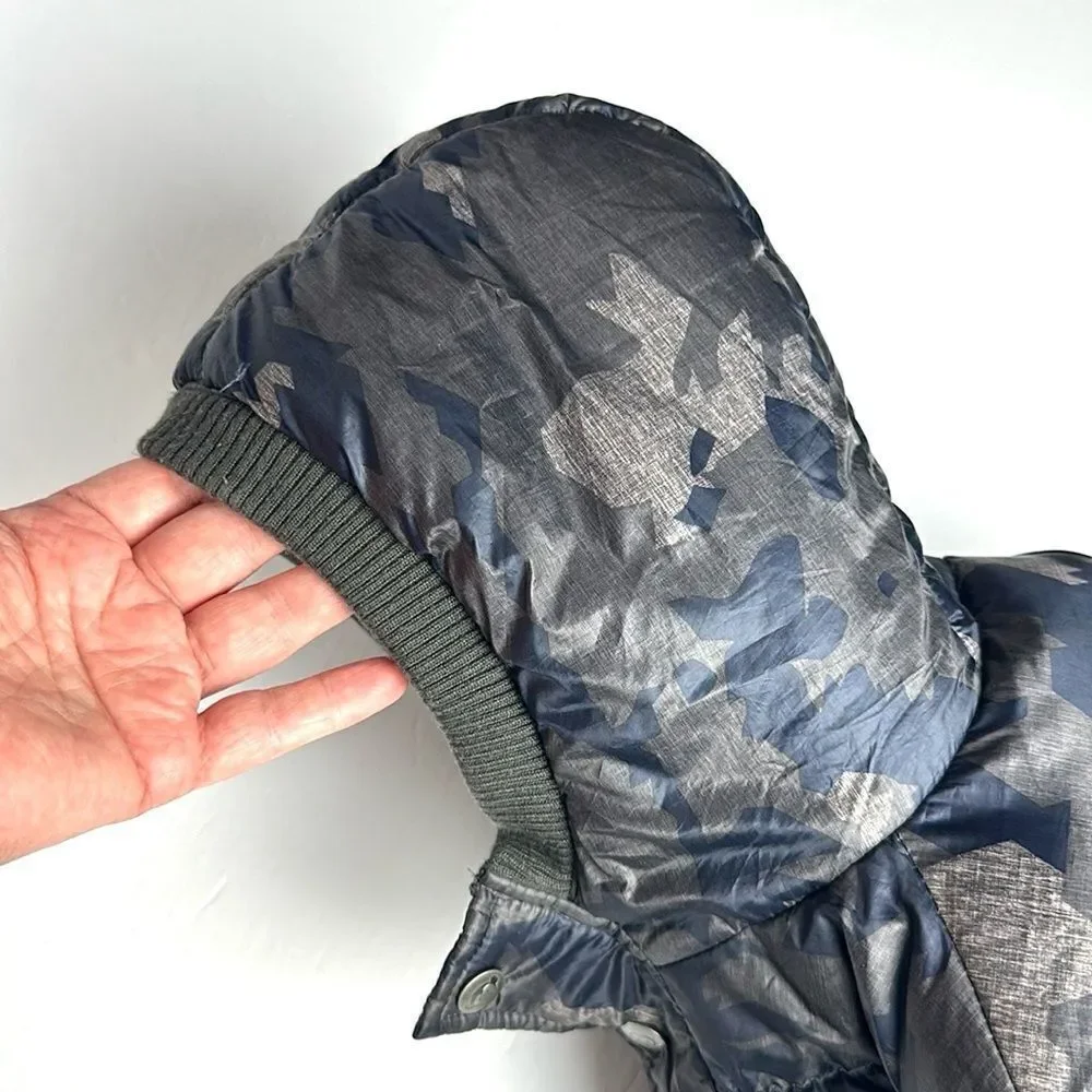 Appaman Down Hooded Puffer Baby Boys Gray Navy Blue Camo 12-18 m